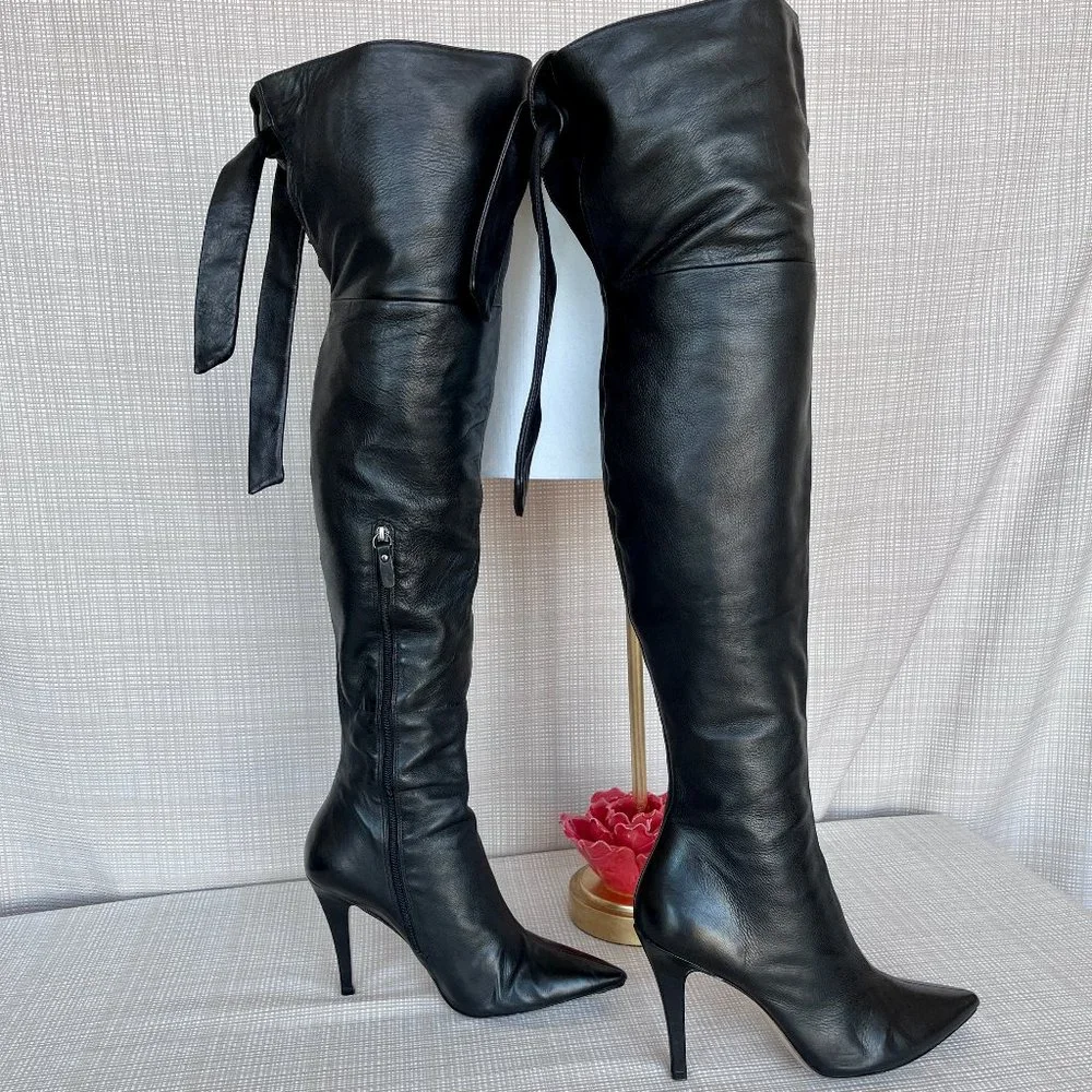 Via Spiga Leather Maddy Over the Knee 100% Leather Boots Soft Buccaneer OTK